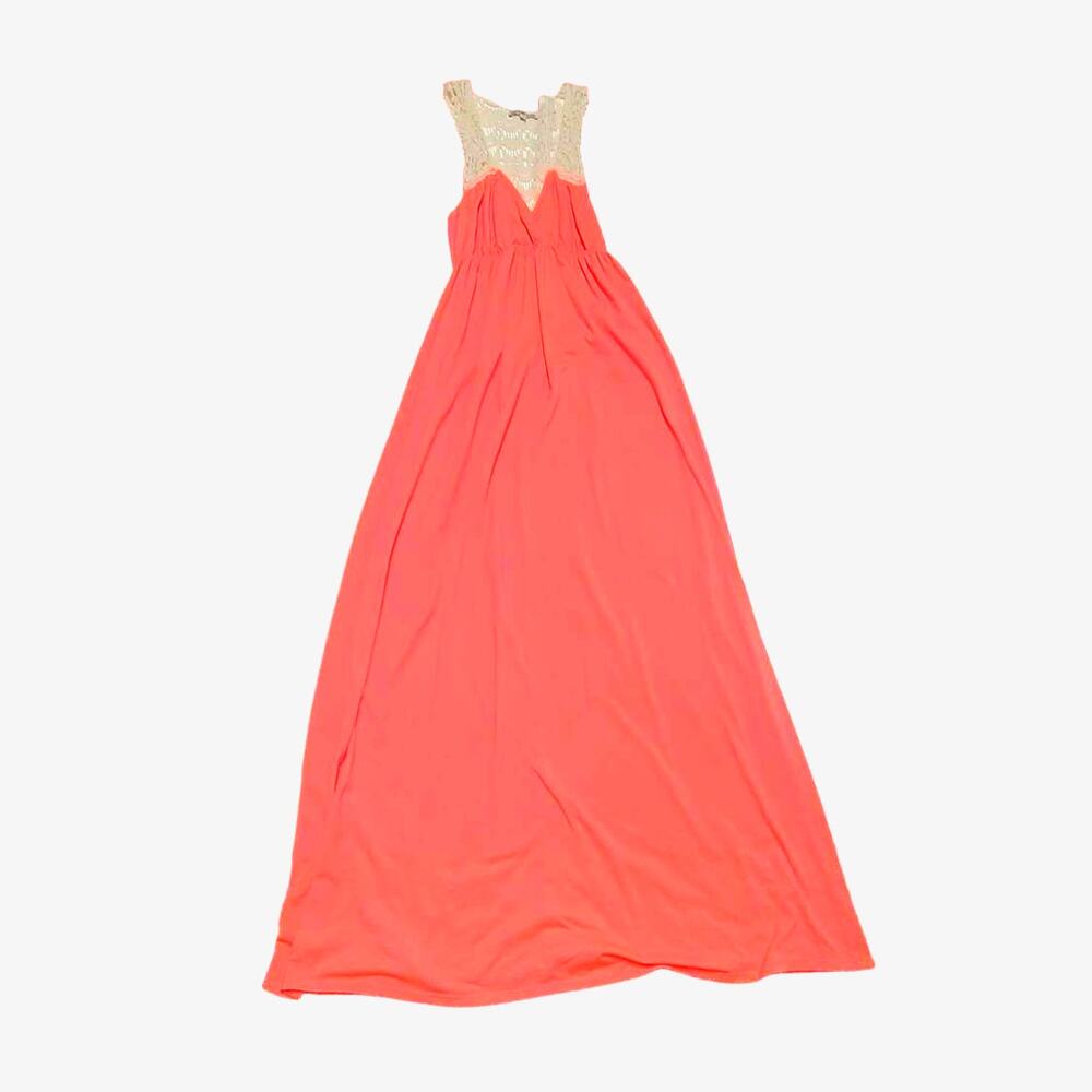 Charlotte Russe Maxi neon orange dress women's small crochet